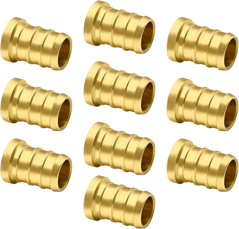 Ruby Q 10pcs 1/2" PEX Barb Plug End Cap, Brass PEX Barb Plug End Cap Pipe Fitting - Image 1